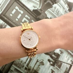 Emporio Armani AR11266 Ladies Watch Gianni T-Bar With White Crystals Dial